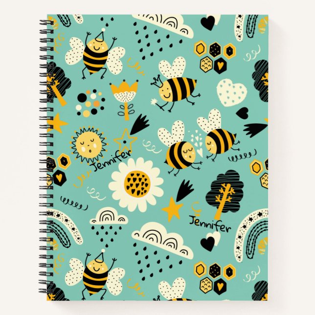Bee Doodle Me Add Name Colour On Back Notebook (Front)