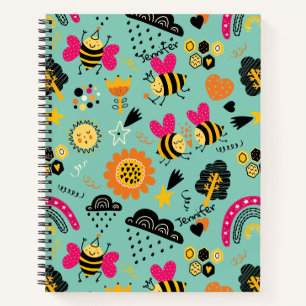 Bee Doodle Me Add Name Colour On Back Notebook
