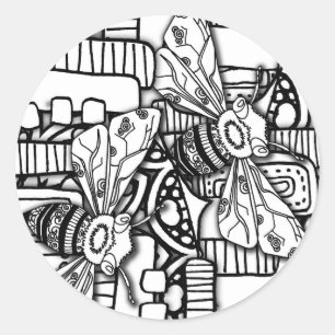 Bee Doodles Classic Round Sticker