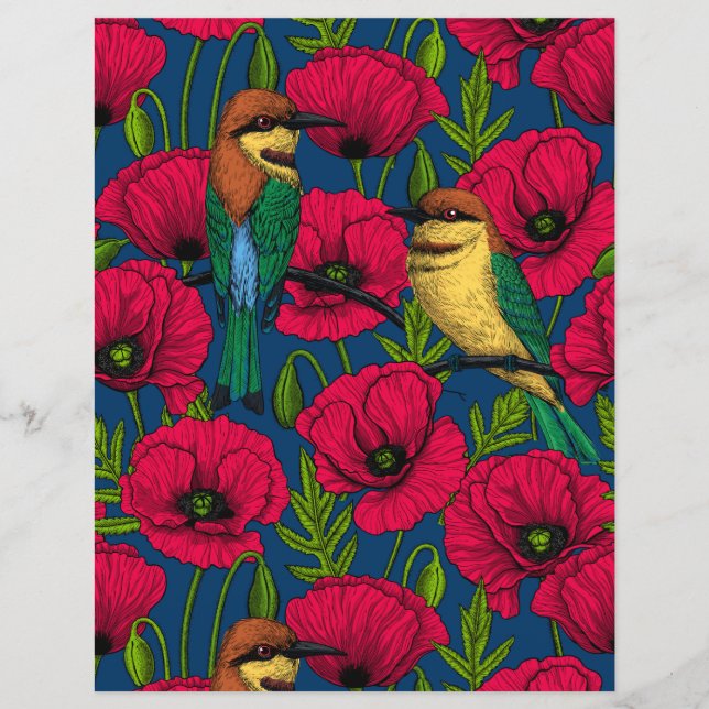 Bee eaters and poppies (Front)