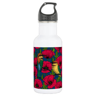Bee eaters and poppies 532 ml water bottle