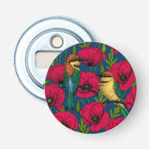 Bee eaters and poppies bottle opener