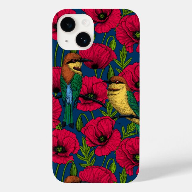 Bee eaters and poppies Case-Mate iPhone case (Back)