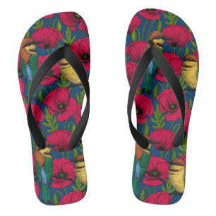Bee eaters and poppies flip flops