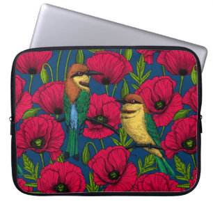 Bee eaters and poppies laptop sleeve