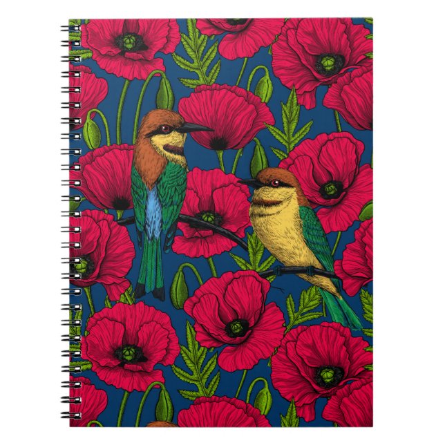 Bee eaters and poppies notebook (Front)