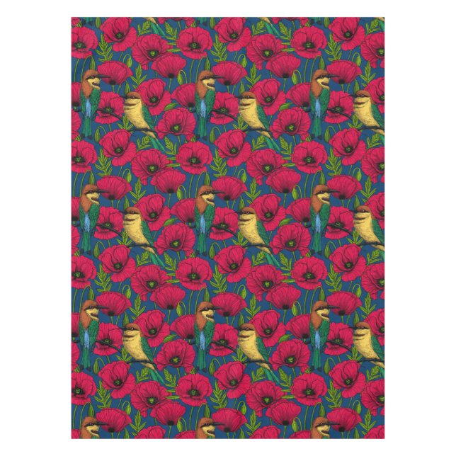Bee eaters and poppies tablecloth (Front)