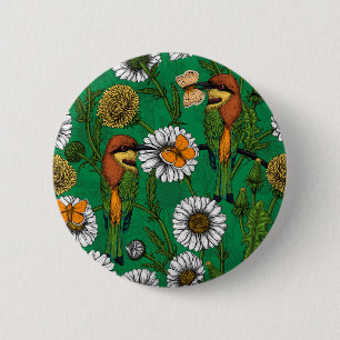 Bee eaters on a spring meadow 6 cm round badge