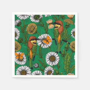 Bee eaters on a spring meadow napkin