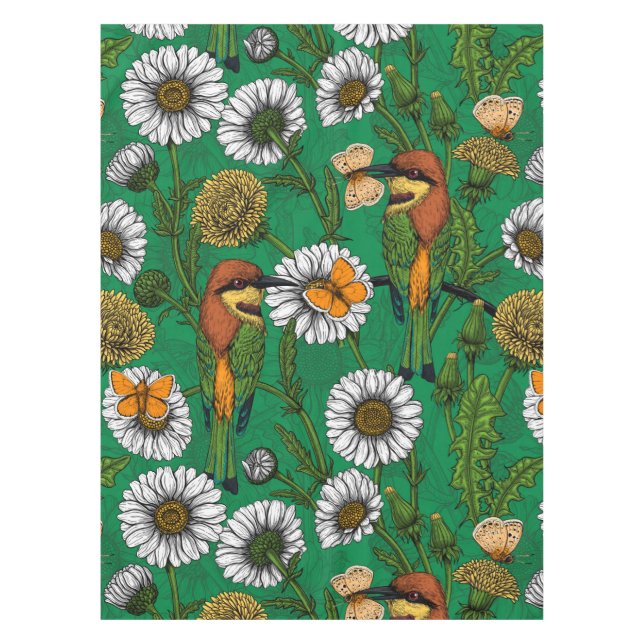 Bee eaters on a spring meadow tablecloth (Front)