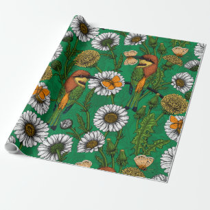 Bee eaters on a spring meadow wrapping paper