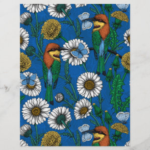 Bee eaters on blue