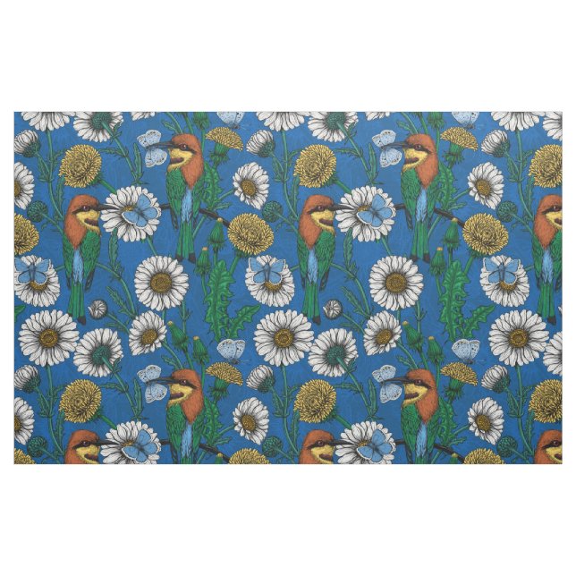 Bee eaters on blue fabric (Fat Quarter)