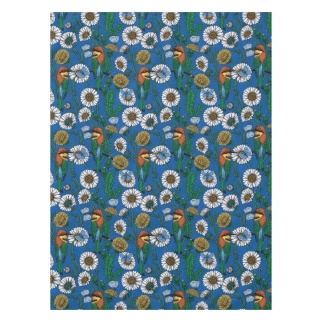 Bee eaters on blue tablecloth (Front)