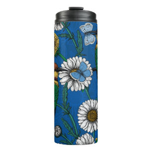 Bee eaters on blue thermal tumbler