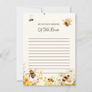 Bee Favourite memory of the bride Shower Game Card