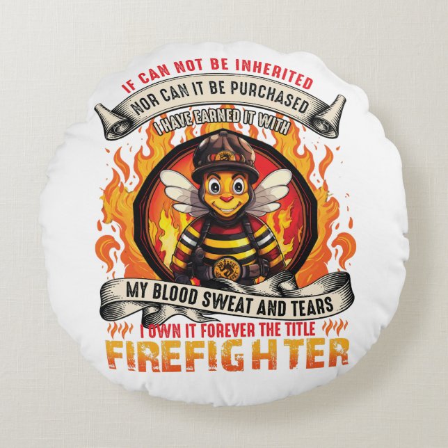 Bee Firefighter Round Cushion (Front)