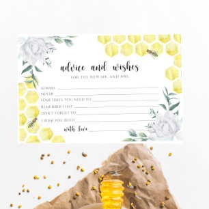 Bee floral advice and wishes bridal shower stationery