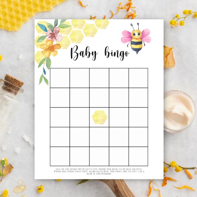 Bee floral - Baby shower bingo game (Creator Uploaded)