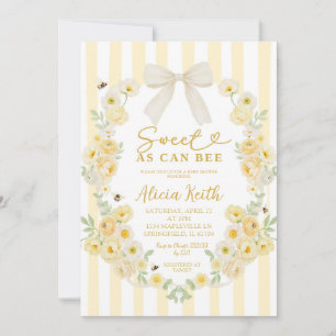 Bee Floral Bow Coquette Baby Shower Invitation