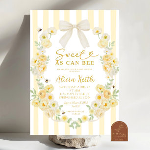 Bee Floral Bow Coquette Baby Shower Invitation