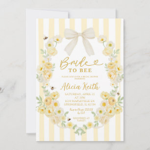 Bee Floral Bow Coquette Bridal Shower Invitation
