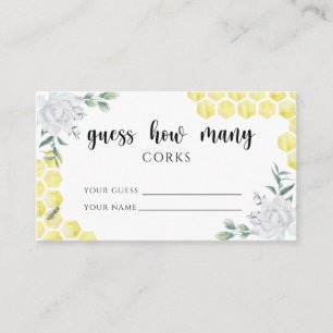 Bee floral - guess how many corks bridal game enclosure card