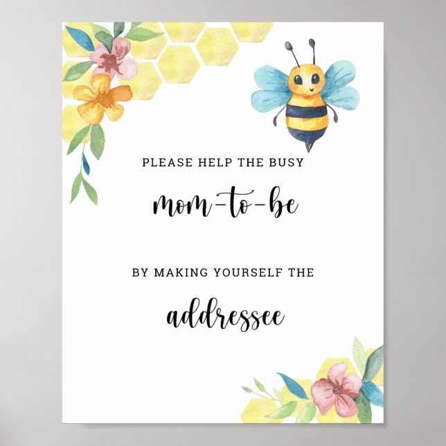 Bee floral - Help the Busy Mum-to-Be  Poster (Front)