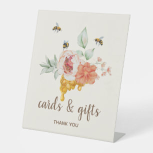 Bee Floral Honeycomb Baby Shower Gift Table Pedestal Sign