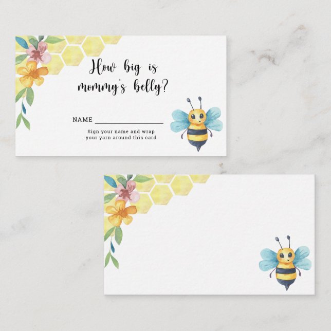 Bee floral - how big is mummy's belly enclosure card (Front/Back)