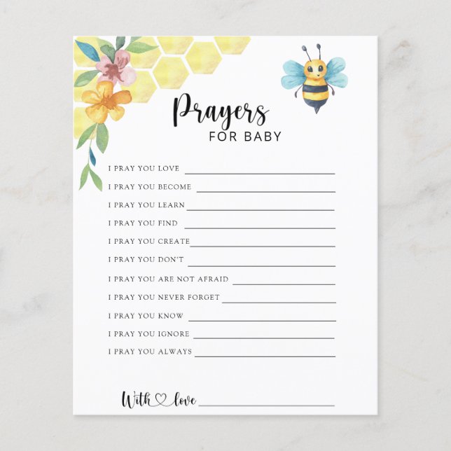 Bee floral - Party game | prayers for baby (Front)