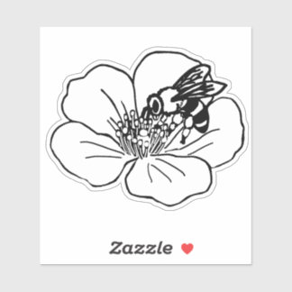 Bee Floral Pollinator Line Art