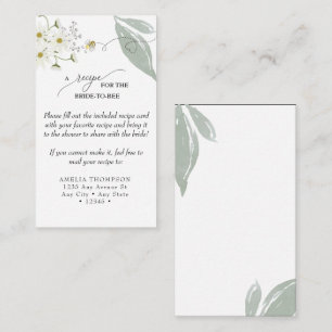 Bee Floral   Recipe Request Enclosure Card