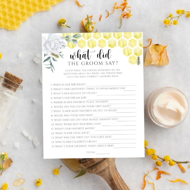 Bee floral What did the groom say bridal game (Creator Uploaded)