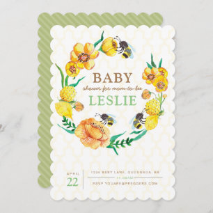 Bee Flower Baby Shower Invite