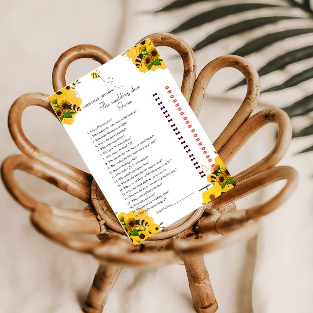 Bee & Flower Bride & Groom Bridal Shower Game Card (Creator Uploaded)