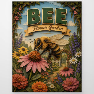 Bee Flower Garden POPCUT Postcard