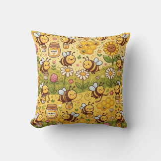 Bee Flower Honey Pillow – Cute Pastoral Throw