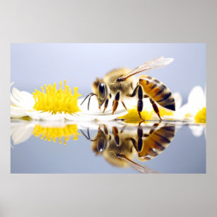 Bee Flower Nature Serene Tranquil Peace Poster