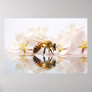 Bee Flower Nature Serene Tranquil Peace Poster