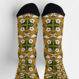 Bee Flower Pattern  Socks
