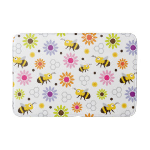 Bee & Flowers Bath Mat
