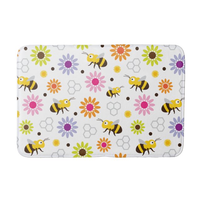 Bee & Flowers Bath Mat (Front)