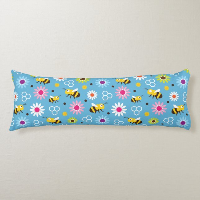 Bee & Flowers Body Cushion (Front)