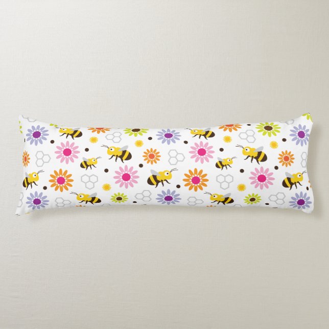 Bee & Flowers Body Cushion (Front)