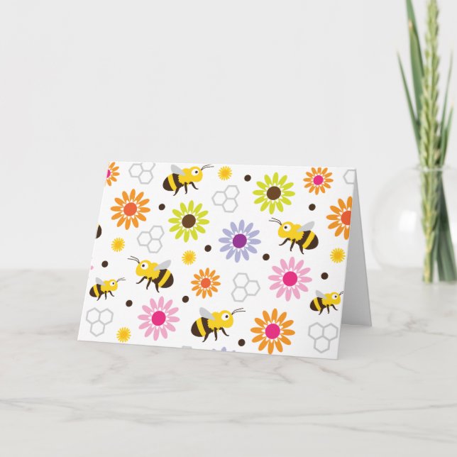 Bee & Flowers Card (Front)