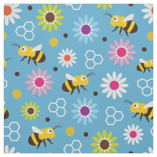 Bee & Flowers Fabric (Swatch)