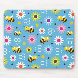 Bee & Flowers Mouse Mat