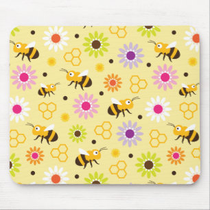 Bee & Flowers Mouse Mat