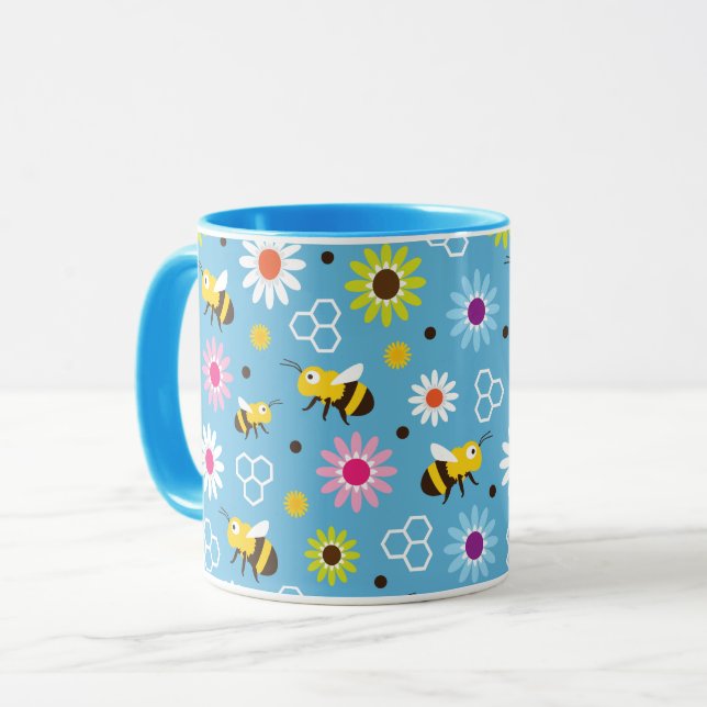 Bee & Flowers Mug (Front Left)